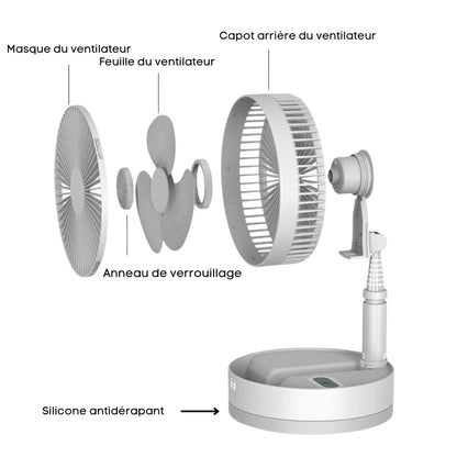 FoldAir - Ventilateur portable rétractable sans fil - L'Écho du Marché